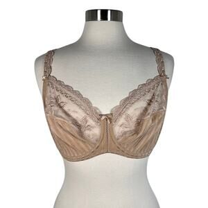 Conturelle Women's Embroidered Lace Balcony Bra 38E Underwire Tan Lingerie
